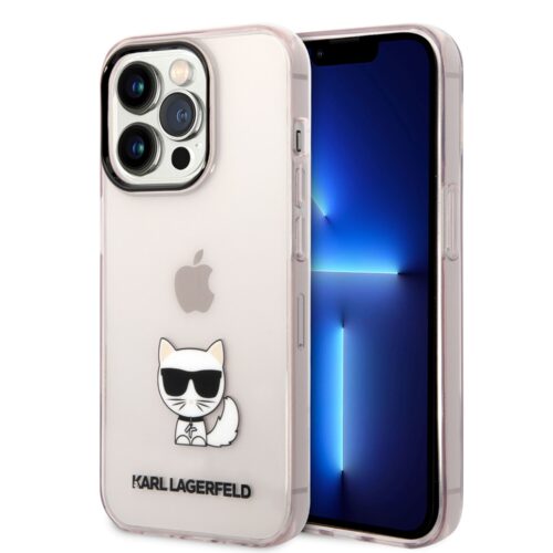 Karl Lagerfeld IML Transparent Choupette Body Hard Case for iPhone 14 Pro Max - Pink