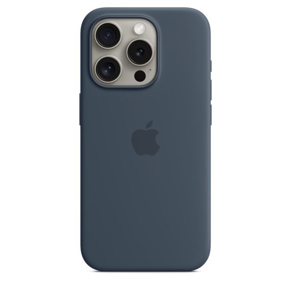 Apple Silicone Case for iPhone 15 Line-Up (Storm Blue)