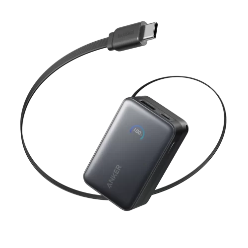 Anker Nano Power Bank 10K , 45W , Built in Retractable USB-C Cable