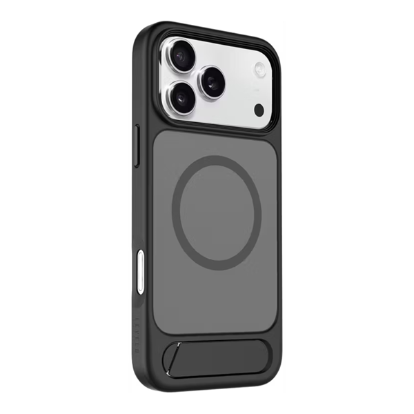 Levelo Matteo Hybrid Kickstand Case for iPhone 17 Pro (Black)
