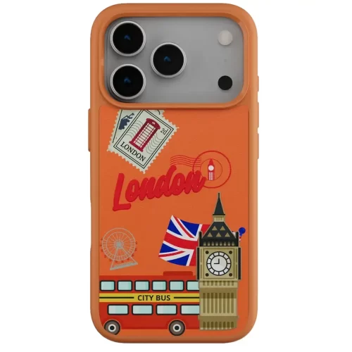 Levelo Vallo PU Leather Case London Design Embroidery Finish for iPhone 17 Pro
