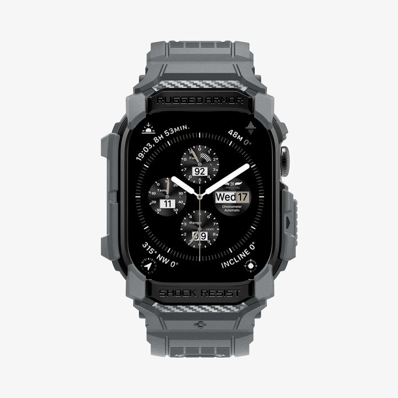 Spigen Rugged Armor Case Pro for Apple Watch 10 (46mm, Dark Gray)